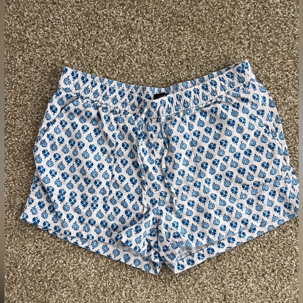 JCrew Blue Patterned Women's Linen Beach Shorts